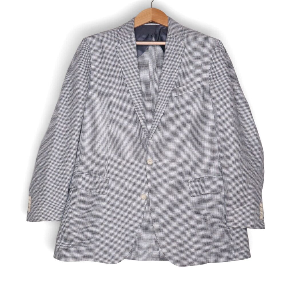 Polo Ralph Lauren Men's 44 Linen Unstructured Houndstooth Sport Coat Bazer Italy
